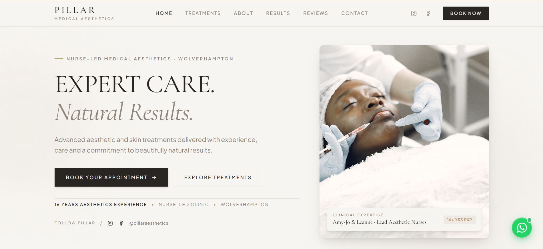 Pillar Medical Aesthetics Website Concept
